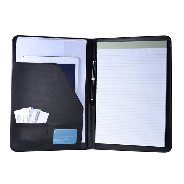 Multifunctional Business Portfolio Padfolio Folder Document Case Organizer A4 PU Leather with Business Holder Memo Note Pad