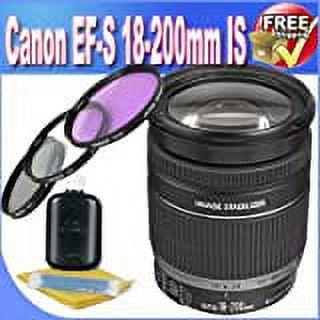 Canon EF-S 18-200mm f/3.5-5.6 DSLR Camera Lens + 72mm 3-Piece Set