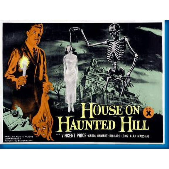 Best Posters House On Haunted Hill Quad Style Movie 11inx17in Mini Poster 11x17 poster Color Category: Multi, Unframed, Ages: Adults