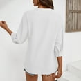 thumbnail image 4 of Kaemgyyd Cotton Linen Shirts for Women Loose Fit V Neck Button down Blouse 3/4 Sleeves Casual Tunic Tops Summer Outfits, 4 of 6