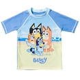thumbnail image 2 of Bluey and Bingo Little Boys Raglan Pullover Swim Rash Guard Swim Trunks Blue 7-8, 2 of 5