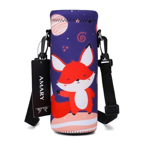 Amary Bolsa Portabotellas De Agua De Neopreno De 500 Ml Con Correa Ajustable Para El Hombro Cubierta Aislante Para Botellas De Agua Para Botellas De Acero Inoxidable/Vidrio/Plástico 16,9 Oz (Zorro)