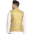 thumbnail image 4 of Men Designers Gold 2 Nehru Jacket Indian Traditional Bollywood Style Brocade Woven Embellishe, Size: 50, 4 of 6