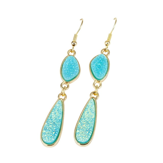1 par de pendientes colgantes con estilo, accesorios de joyería en forma de gota de agua, suministro a juego de ropa portátil, gota de oreja de Ropa, zapatos y accesorios Miscelánea Azul claro Qarigey AP009626-07B