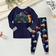 thumbnail image 2 of CAUYDY 5T 6T 7T 8Y 9Y 10Y Child Boy Sleepwear Clothes for Kids Long Sleeve Shirt Elastic Pants 2Pcs Cute Set Boys Fall Winter Pajamas Sizes 7-8 Years,Black, 2 of 9