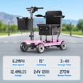 thumbnail image 3 of REARFIT Lightweight 4 Wheel Mobility Scooter for Seniors, Cruise Airport Approved, 43lb Foldable Mobility Scooter with Removable Lithium Battery for 12.4 Miles Travel, 300lbs Capacity, Pink, 3 of 13