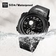 thumbnail image 3 of SKMEI Mens Digital Sports Watch, LED Screen Military Waterproof Leisure Stop Watch Alarm Clock Countdown Military Watch, Black, 3 of 7