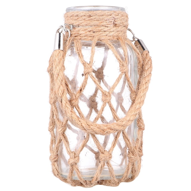 Florero de vidrio de cuerda de cáñamo simple maceta hidropónica contenedor de plantas verdes maceta creativa para la sala de estar de la oficina en casa