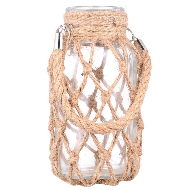 Florero de vidrio de cuerda de cáñamo simple maceta hidropónica contenedor de plantas verdes maceta creativa para la sala de estar de la oficina en casa