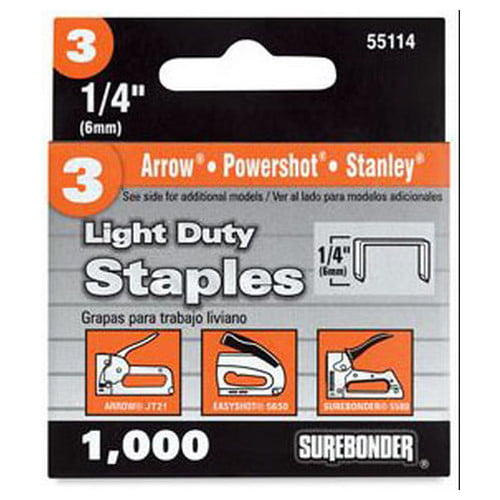 3000-3pk/1000 Stanley Light Duty Standard Staples TRA204 Fits TR45/Arrow JT21 