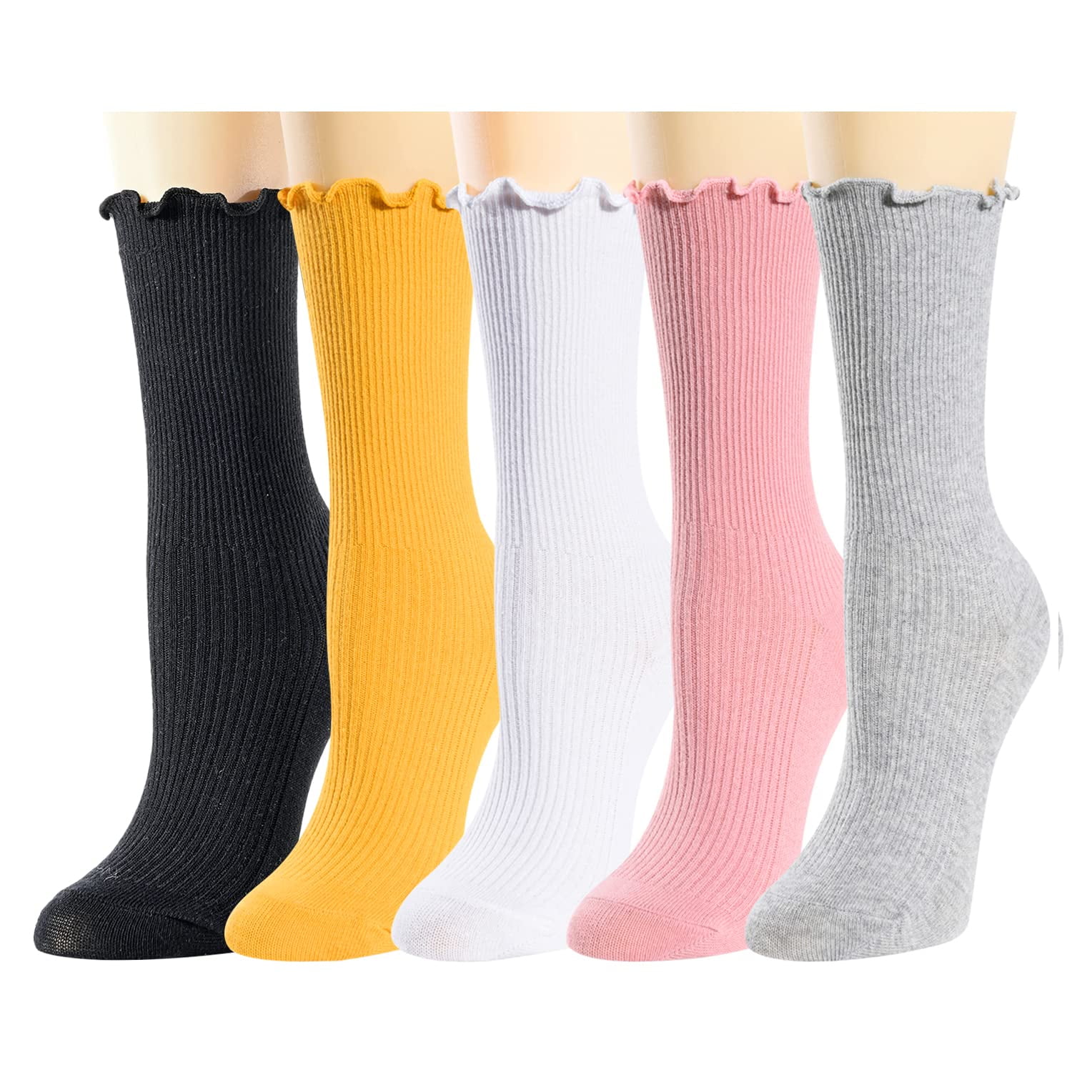 sockfun Novelty Crew Ruffle Socks Women Frilly Socks Women, Lettuce