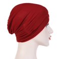 thumbnail image 4 of Women Solid India Hat Muslim Ruffle Cancer Chemo Beanie Turban Wrap Scarf Cap, 4 of 5