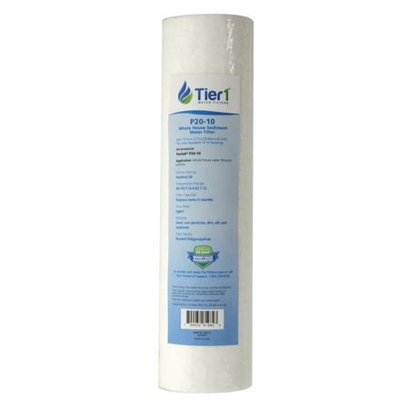

Tier1 30 Micron 10 Inch x 2.5 Inch | Spun Wound Polypropylene Whole House Sediment Water Filter Replacement Cartridge | Compatible with Pentek P20 SDC-25-1020 155015-43 Home Water Filter