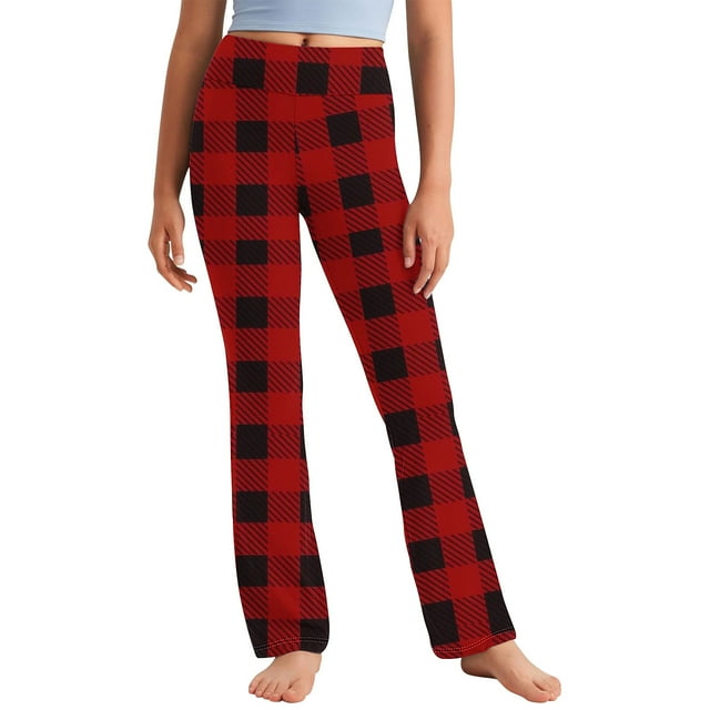 Wdgfv Pantalons de Pyjama pour Filles Doux Décontractés Bas de Pyjama Confortables Extensibles Pantalons de Nuit Jambes Larges avec Poches Rouge 2-3 Ans
