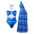 thumbnail image 3 of UTSJKR 2 Piece Swimsuit High Waisted One Piece Bikini Sets for Women with One Shoulder Cover Up Full Coverage Modest Swimwear Bathing Suits Blue 16-18, 3 of 9