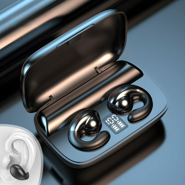 Pisexur Electronics - Audífonos inalámbricos con clip para la oreja para hombre, con función de traducción, 144 idiomas, Bluetooth 5.4, audífonos abiertos, ideales para correr, deportes, ciclismo, co