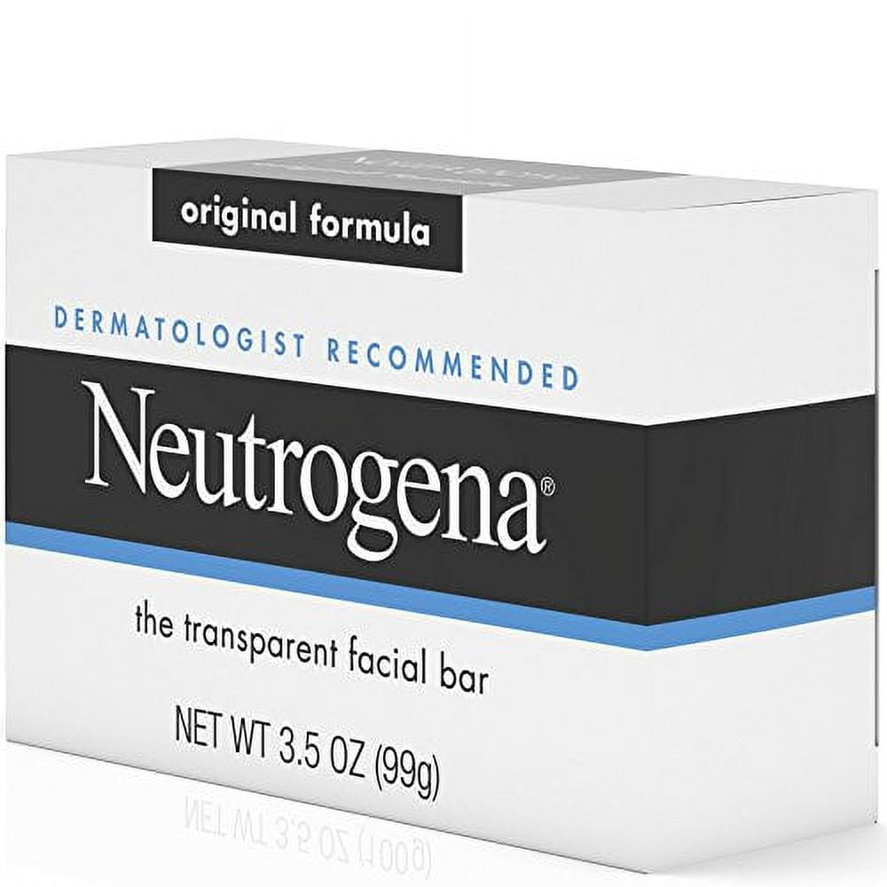 Neutrogena Original Gentle Facial Cleansing Bar with Glycerin, Pure & Transparent Face Wash Bar Soap, Free of Harsh Detergents, Dyes & Hardeners, 3.5 oz (Pack of 6)