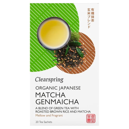 Clearspring Organic Japanese Matcha Genmaicha Green Tea Teabags 20's, British Import (Pack of 3)