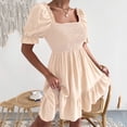 thumbnail image 4 of Fankiway Robe Unie Printemps et Été à Manches Courtes avec Ceinture, Col Carré, Grande Taille pour Femmes Rondes, Robes de Printemps pour Femmes 8902, 4 of 6