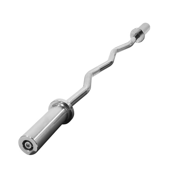 Signature Fitness Olympic Curl Bar, 4FT Alloy Steel Barbell with 2IN Sleeves, Silver Finish for Bicep and Tricep Training