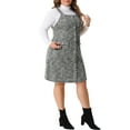 thumbnail image 4 of Plus Size Suspender Dresses for Women High Waist Tweed Single-Breasted Overall Dress 1X Black, 4 of 6