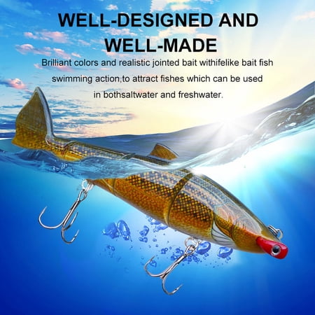 4 Segment Jointed Hard Swimbait Lifelike Scale Sinking Fishing Lure With Dual Treble Hooks Abs Hard Bait For Outdoor Angling Training(Orange-15Cm)