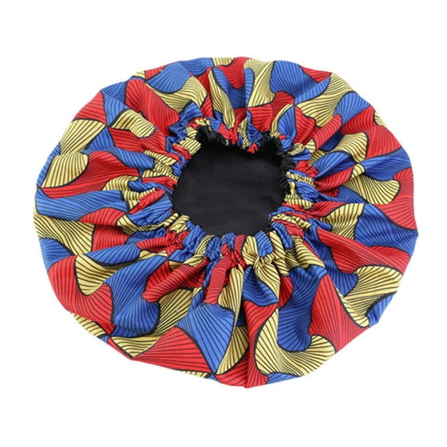 Bonnet Cap Floral Print African Style Satin Polyester Comfortable Hair Care Hat for Daily Wear