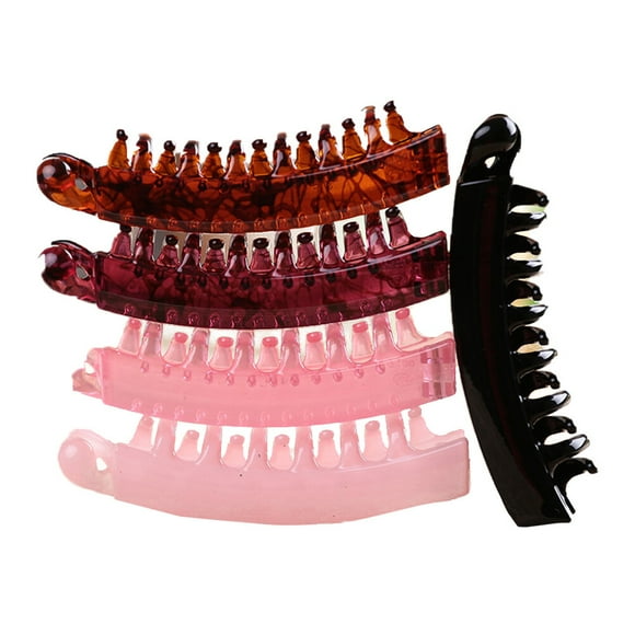 OULII 5Pcs Cute Hair Claw Clips Banana Clip for Curly Hair Plastic Black Dark Coffee Rosy for Home
