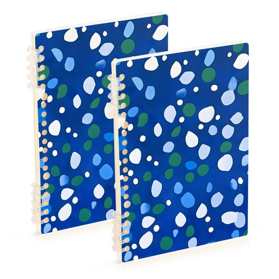 FORMRS 1-Subject Spiral Notebook 8" x 5" College Ruled 60 Refillable Sheet A5 Hard Cover, 2 Pack, Green Dots