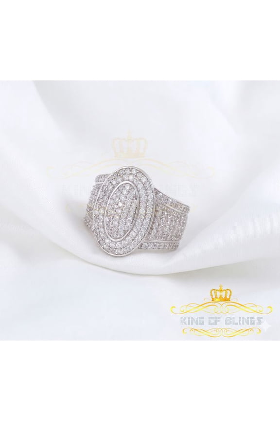 King of Bling's 925 Sterling Silver White 7.50ct Cubic Zirconia Oval Men's Big Ring Size 10