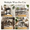 thumbnail image 6 of HomGarden Set of 3 Industrial Nesting Sofa Side Table Indoor MDF C-shaped Stacking End Table Rustic Brown, Black Marble Pattern, 6 of 11