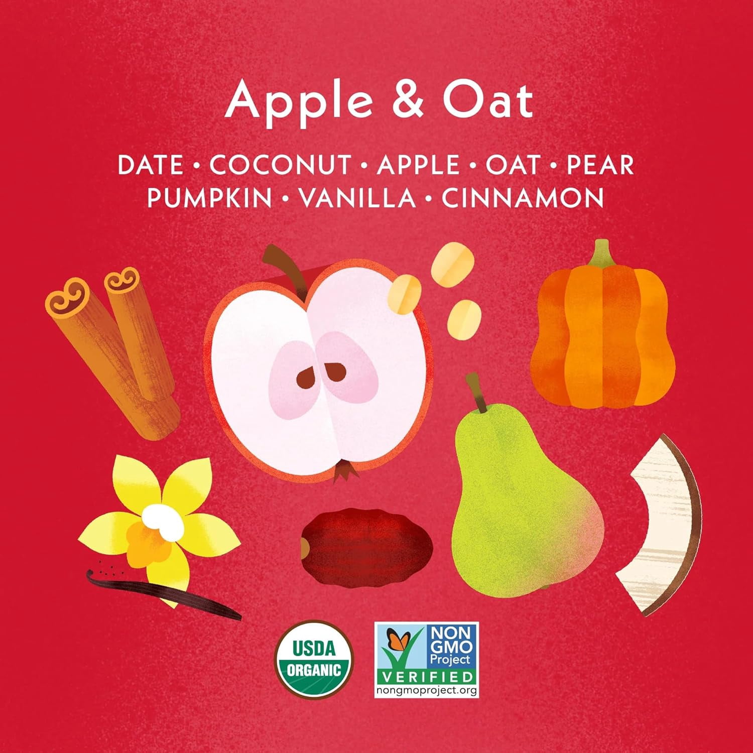 Once Upon A Farm Soft-Baked Bars, Apple & Oat, Kosher, USDA Certified Organic, Non-GMO, 4 Count, 4.8 Ounce (Pack of 8)