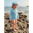 thumbnail image 5 of BemeyourBBs Toddler Baby Girl Swimsuit Infant Bathing Suit One Piece Swimsuits with Sun Hat Set Long Sleeve Rash Guard Swimwear Striped Dot Zipper Summer Beach Wear, 5 of 9