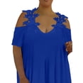 thumbnail image 4 of Gvmfive Womens Plus Size Lace V-Neck Short Sleeve Irregular Tops Shirt, 4 of 5
