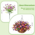 thumbnail image 3 of Artificial Flowers Hanging Basket for Outdoor Spring Summer Decor, Fake Silk Colorful Daisy Eucalyptus in 12" Metal Coconut Lining Pot Arrangement for Home Patio Yard Decor(Purple Red Yellow), 3 of 5