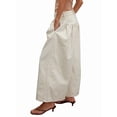thumbnail image 2 of Womens Wide Leg Jeans Baggy Elastic Waist Button Boyfriend Casual Loose Denim Pants with Pockets Beige S, 2 of 8