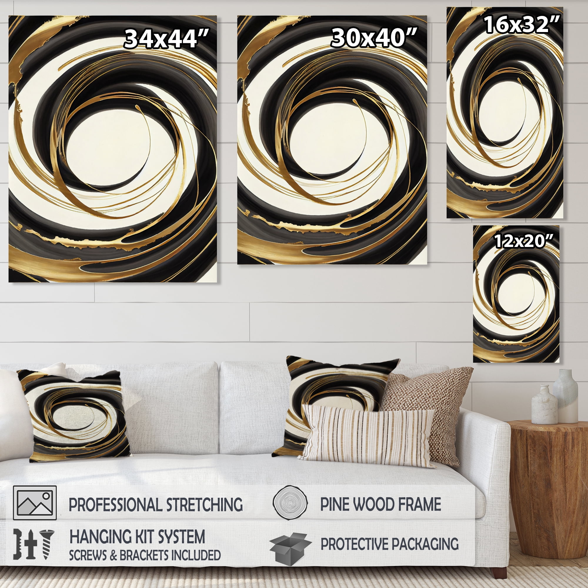 Designart Gold Glamour Circle IV Canvas Wall Art