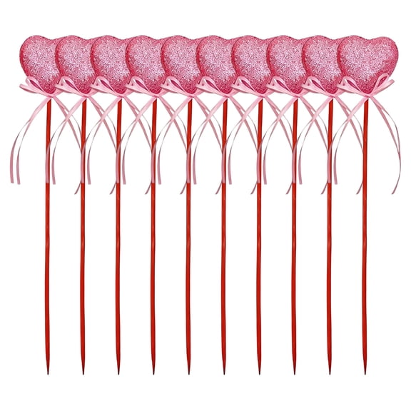 Gaiwos 10 PCS Valentine's Day Glitter Puffy Heart Picks 8.6 inches, Foam Heart Picks Sparkly Sticks, for Wedding Flower Arrangements Floral Bouquet Home Holiday Party Crafts Supplies Decorations