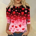 thumbnail image 2 of Lumtrix Womens 3/4 Sleeve Crew Neck T-Shirts Valentina's Day Spring Shirts Love Heart Graphic Tee Tops Loose Fit Tunic Hot Pink M, 2 of 7