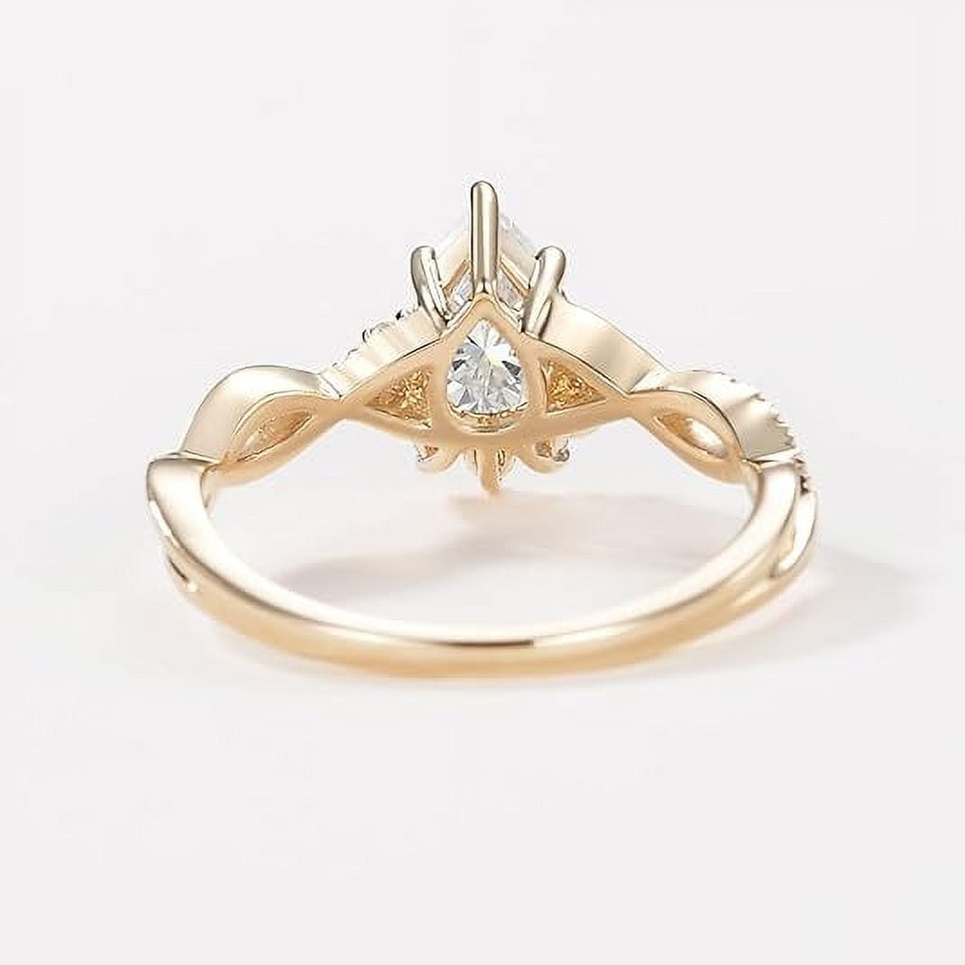 Jewelerix 18K Gold 1.50 CT Pear Cut Engagement Ring with Real Diamond for Women Birthstone Wedding Promise Rings for Her
