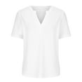 thumbnail image 4 of Blmnix Summer Womens Tops 2024 Short Sleeve White Loose Basic V Neck Solid T-Shirts Trendy Blouses, 4 of 6