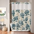 thumbnail image 1 of No Hook Shower Curtain, Vintage Hydrangea Floral Shower Curtains for Bathroom with See Through Top Window, Farmhouse Botanical Aesthetic Waterproof & Washable Bath Curtain Stall 48"x72", 1 of 5