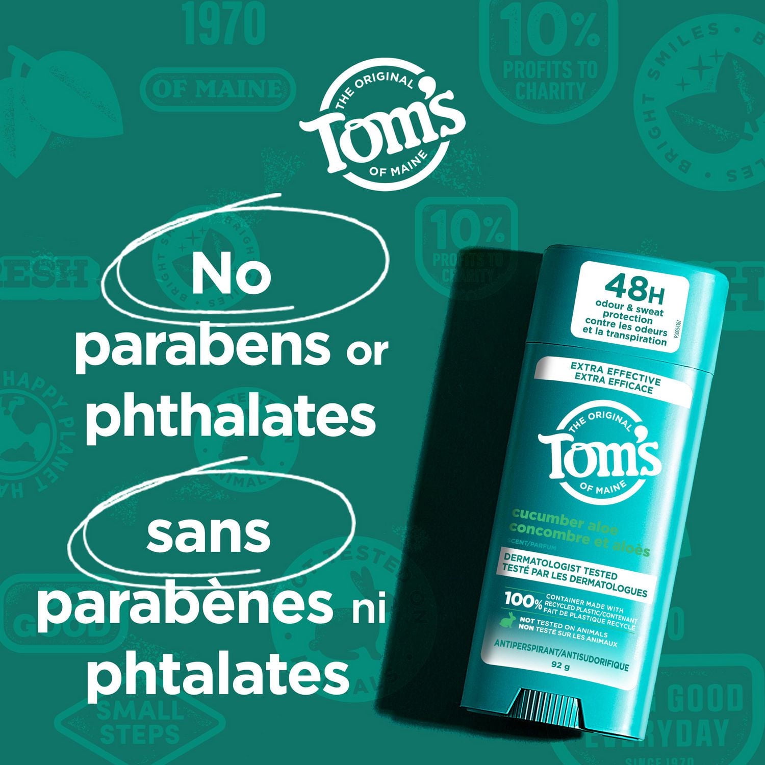 Tom’s of Maine Cucumber Aloe Antiperspirant for Women and Men, With Recycled Aluminum, 92g, Tom's of Maine Cucumber & Aloe Antiperspirant