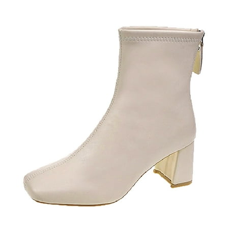 

fvwitlyh Ankle Boots for Womens Animal Print Boots Women Ankle Boots Autumn And Winter Simple Solid Color Fashion Dress Boots for Women 7 1/2