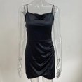 thumbnail image 4 of Vestido con tirantes para mujer, dobladillo plisado, sin mangas, vestido con tirantes finos, vestido sin mangas de verano, estilo corto, 4 of 8