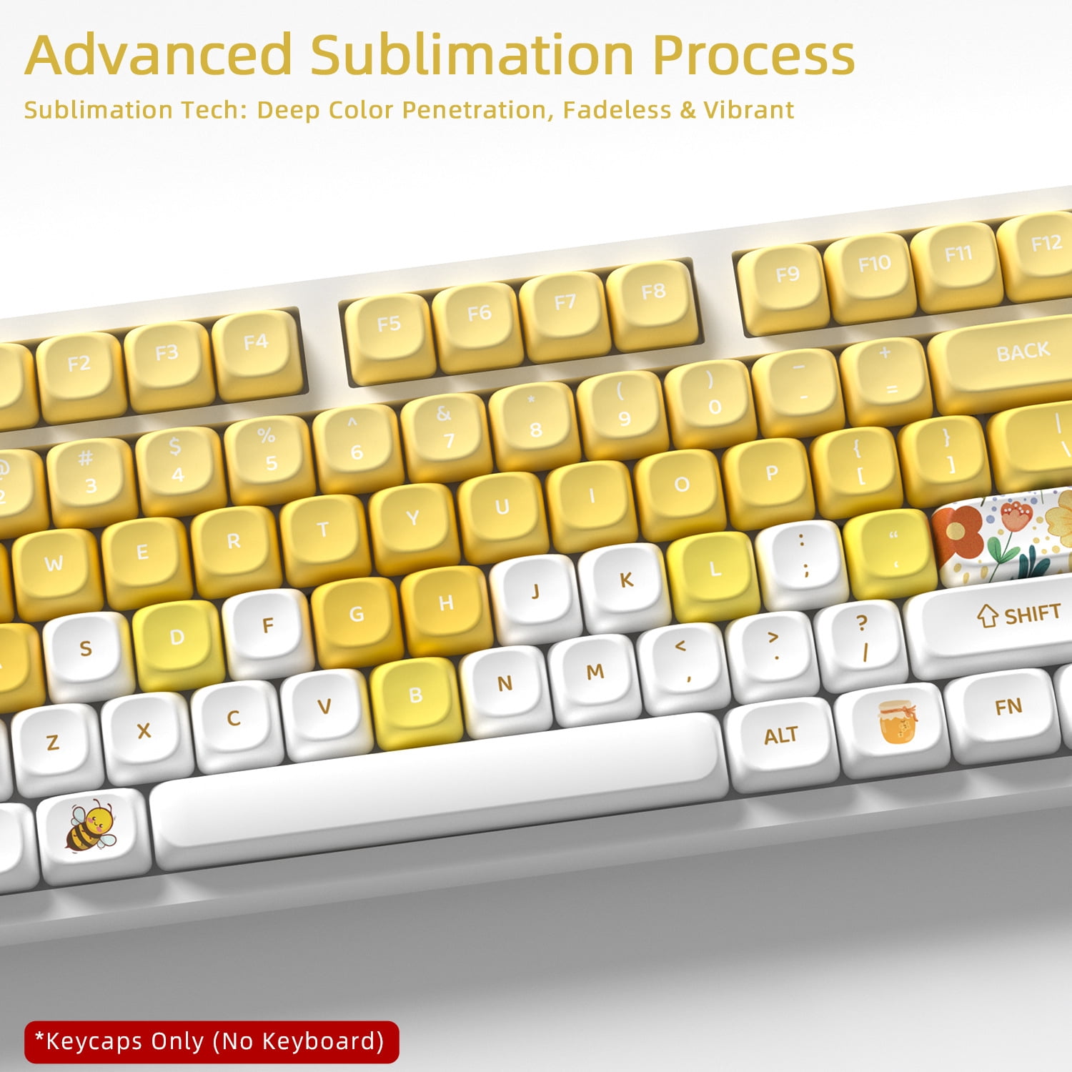 Cute Bee Key Caps Mechanical Keyboard MOA Keycaps PBT Sublimation Keycaps for 68 75 87 95 108 Keyboard