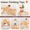 thumbnail image 3 of Pikler Triangle Set with Cushion, 8 in 1 Wooden Montessori Climbing Toys Indoor Playground Jungle Gym Playsets for Toddler, Baby, Kid,Rainbow, 3 of 8