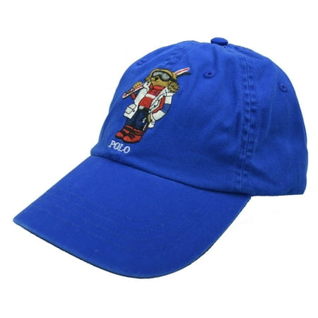 New Polo Ralph Lauren Men's Ski Bear Baseball Cap Dad Hat, Blue, 8236-6