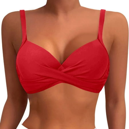 ANINEO Women Swimwear Underwire Bikini Tops Push Up Swim Tops Bra Padded Swimsuit Tops 2025 Bathing Tops Versatile Hawaii Summer Tropical Brazilian Beachwear
