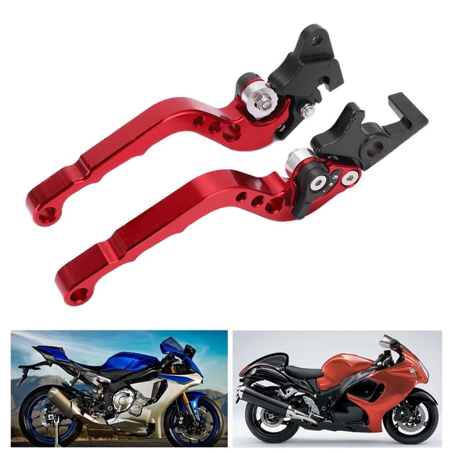 Motorcycle Brake Lever, 2PCS Motorcycle Brake Clutch Lever Handlebar Braking Device Adjustable Aluminium Alloy Clutch Brake Handle Universal for Pit Dirt Bike Motorcycle